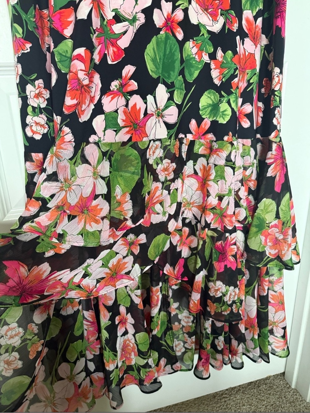 Tommy Hilfiger Black Floral Ruffle High-Low Maxi Dress - Picture 5 of 9